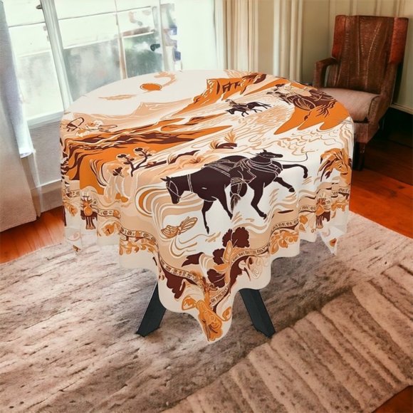 Cowgirl Tablecloth | Boho Tablecloth | Vintage Tablecloth | Rectangle Square - Picture 1 of 9